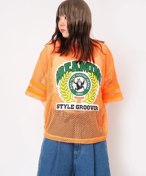 RNA tシャツ M2477 アップリケメッシュオーバーT レディース