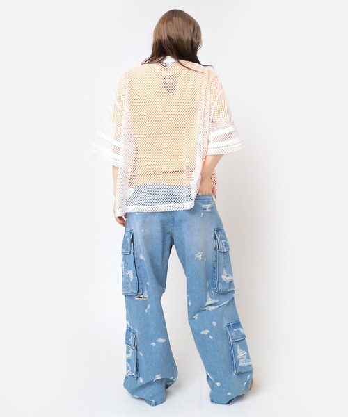 tシャツ M2477 アップリケメッシュオーバーＴ レディース RNA tシャツ M2477 アップリケメッシュオーバーT レディース