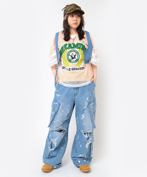 RNA tシャツ M2477 アップリケメッシュオーバーT レディース
