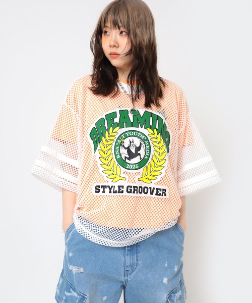 tシャツ M2477 アップリケメッシュオーバーＴ レディース M2477 アップリケメッシュオーバーT(M ホワイト): トップス