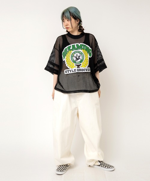 RNA tシャツ M2477 アップリケメッシュオーバーT レディース
