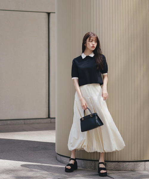 NATURAL BEAUTY BASIC スカート 切替タックバルーンスカート