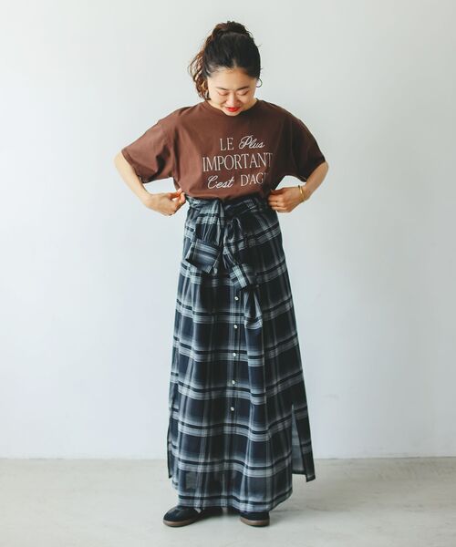 極美品　ジェンヌ　シアーチェック　シャツワンピース　ロングマキシ丈　フレア　S le.coeur blanc（ルクールブラン） シャツワンピース シアーチェック