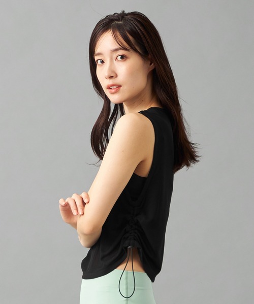 tシャツ シアーリブノースリーブTシャツ レディース