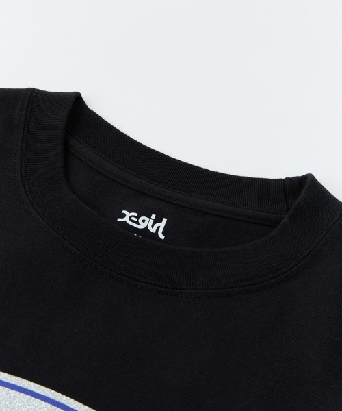 X-girl tシャツ NUMBER 1 GLITTER OVAL LOGO S/S TEE レディース