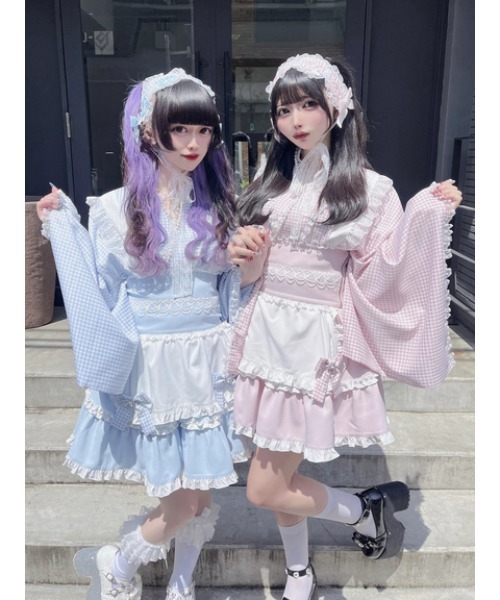 Ank Rouge ワンピース ギンガムメイド浴衣ドレス : ZOZOTOWN