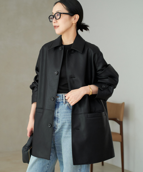 plage コート アウター Leather Like Car レディース : ZOZOTOWN