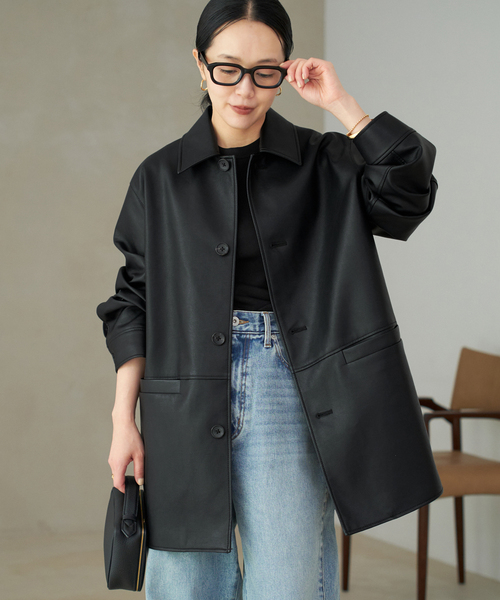 【Plage】　コート plage コート アウター Leather Like Car レディース : ZOZOTOWN