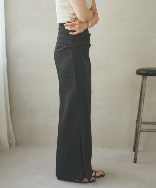 スカート tuck gather side slit skirt /タックギャザーサイドスリット