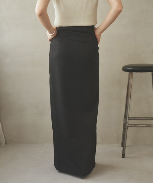 スカート tuck gather side slit skirt /タックギャザーサイドスリット