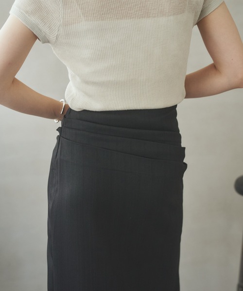 スカート tuck gather side slit skirt /タックギャザーサイドスリット
