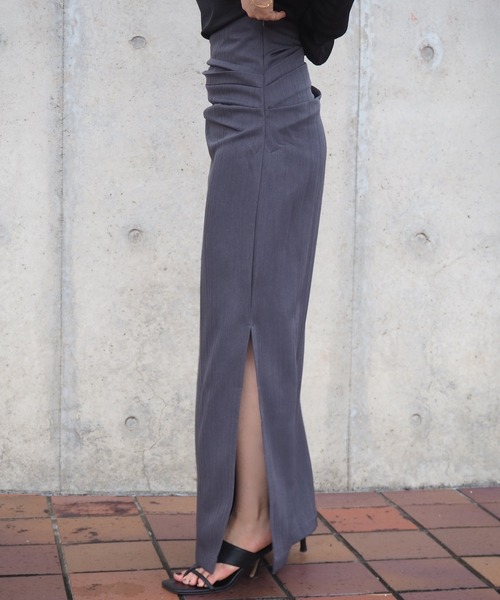 【新品未使用】 24AW サードマガジン タック スリットスカート Ｍ　ブラック スカート tuck gather side slit skirt /タックギャザーサイドスリット