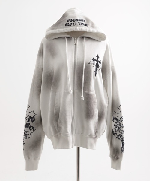 REFLEM クロス刺繍パーカー REFLEM パーカー 「REFLEM/レフレム」クロス刺繍ZIPパーカー