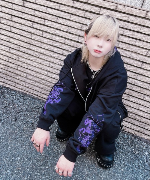 REFLEM ブラック カーディガン 十字架刺繍 新品】REFLEM レフレム クロス ニット カーディガン ブラック 黒