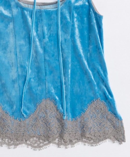 メゾンスペシャル　Hem Lace Velvet Tank Top SALE] Hem Lace Velvet Tank Top