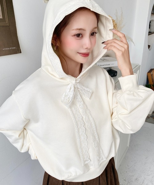 Radyショートレースフーディーパーカー レースフーディ ピンク | ファッション通販＆メディアMyColor ～マイ