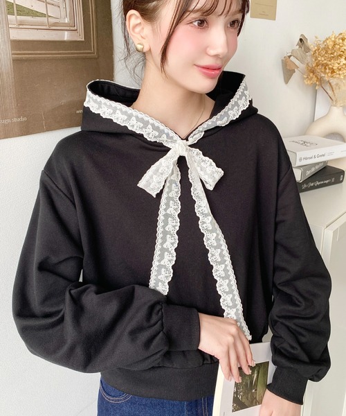 Radyショートレースフーディーパーカー レースフーディ ピンク | ファッション通販＆メディアMyColor ～マイ