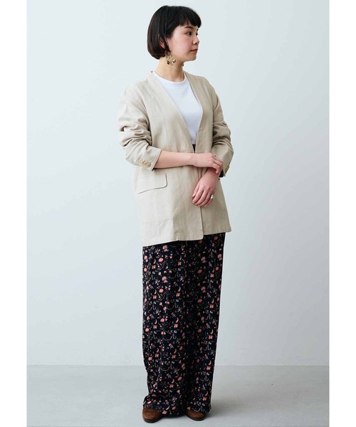 「MEDE19F」 ノーカラージャケット LARGE ブラウン レディース_画像4