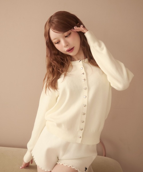 ❤のん❤ ハートボタンモヘアニットカーディガン(レッド) - seventen