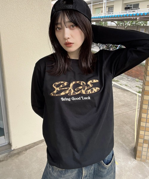 SAINT LAURENT レオパード柄 Tシャツ ブラック XS BGL tシャツ LEOPARD LOGO LS TEE / ヒョウ柄 / レオパード / 韓国