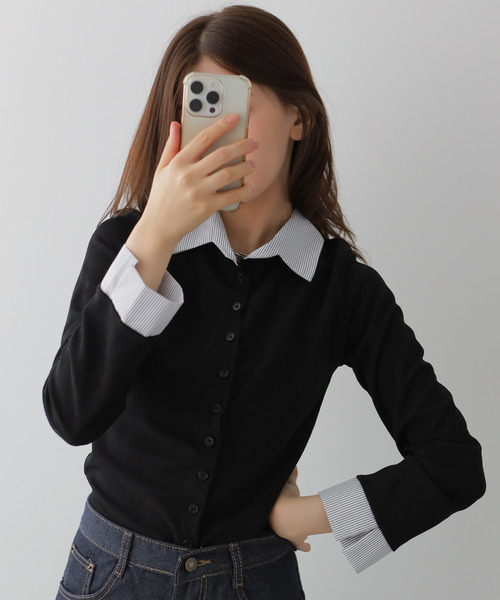 カーディガン シャツレイヤード風トップス レディース : ZOZOTOWN