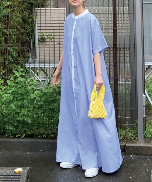 「CORNERS」 半袖ワンピース L ネイビー レディース_画像7