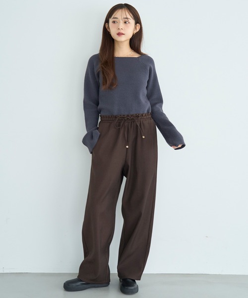 mil（ミル） パンツ 裏ボア リラックスワイドパンツ「585117