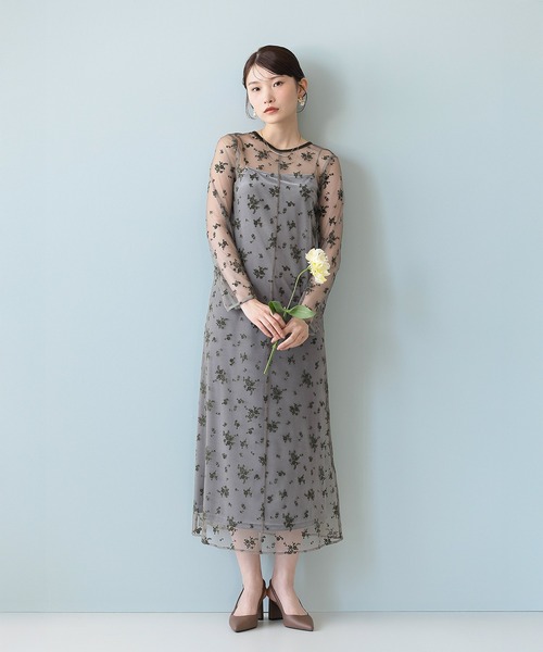 Kana ドレス 「kaene 別注カラー」フロッキーベロアチュールレース