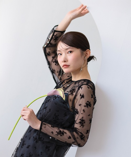 Kana ドレス 「kaene 別注カラー」フロッキーベロアチュールレース