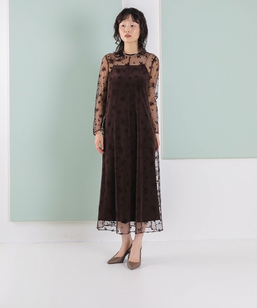 Kana ドレス 「kaene 別注カラー」フロッキーベロアチュールレース