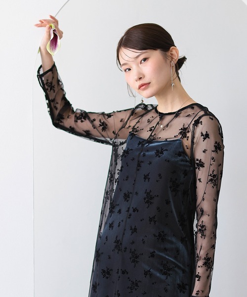 Kana ドレス 「kaene 別注カラー」フロッキーベロアチュールレース