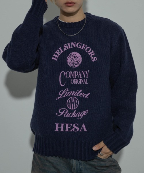 SENSE OF PLACE by URBAN RESEARCH 長袖ニット MEDIUM ネイビー メンズ