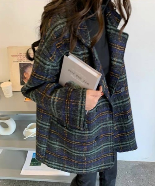 「LADY LIKE」 チェスターコート M グリーン レディース_画像6