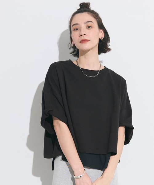 coca（コカ） tシャツ 半袖 ミニ裏毛半袖ドルマンクロップドトップス