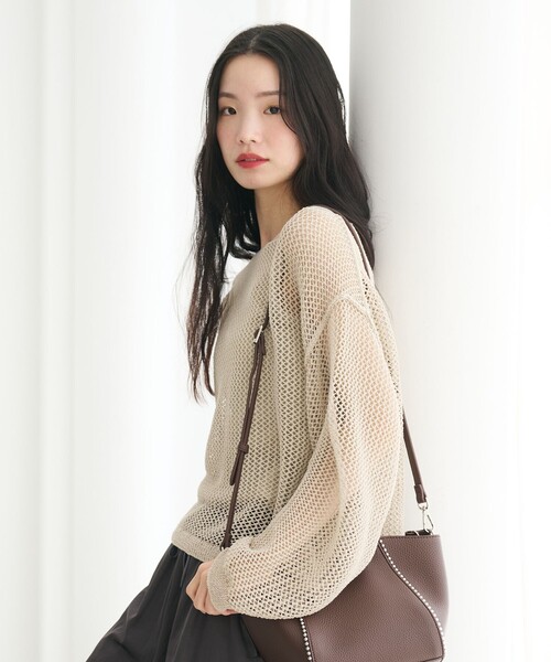 h beauty＆youth  即完売 編みニット メッシュ BEAUTY＆YOUTH UNITED ARROWS ニット セーター ペーパーメッシュ