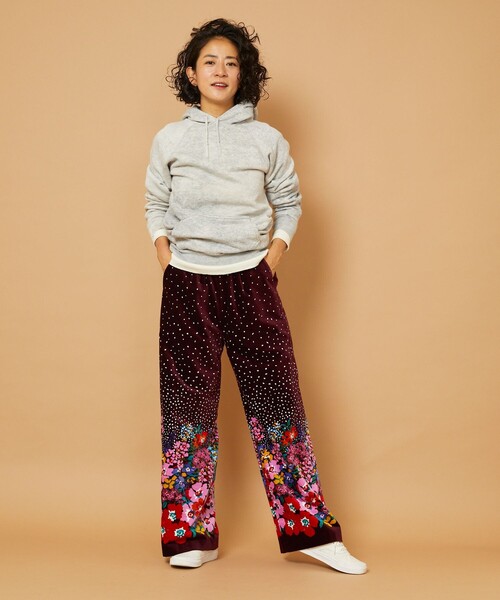 「Freada」 イージーパンツ ONE SIZE ワインレッド レディースの画像