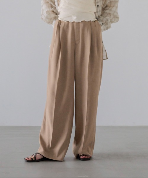 ワイドパンツ スラックス パンツ バスケットワイドパンツ 637610 レディースの画像