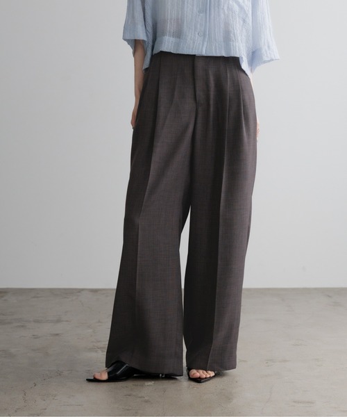 ワイドパンツ スラックス パンツ バスケットワイドパンツ 637610 レディースの画像