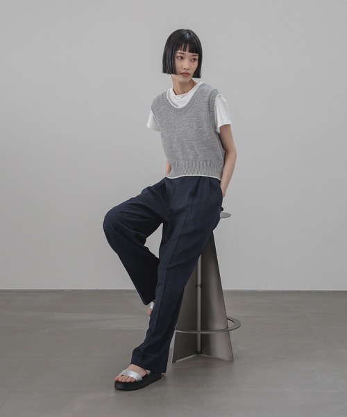 ワイドパンツ スラックス パンツ バスケットワイドパンツ 637610 レディースの画像