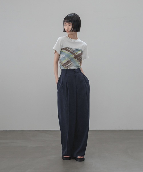 ワイドパンツ スラックス パンツ バスケットワイドパンツ 637610 レディースの画像