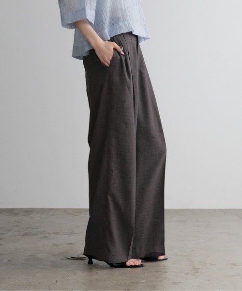 ワイドパンツ スラックス パンツ バスケットワイドパンツ 637610 レディースの画像