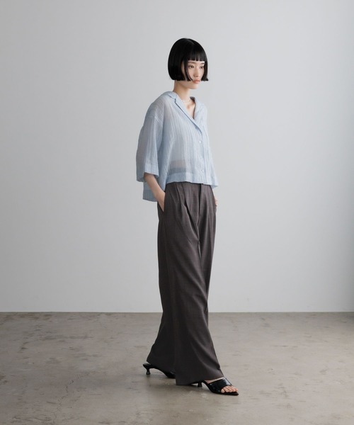 ワイドパンツ スラックス パンツ バスケットワイドパンツ 637610 レディースの画像