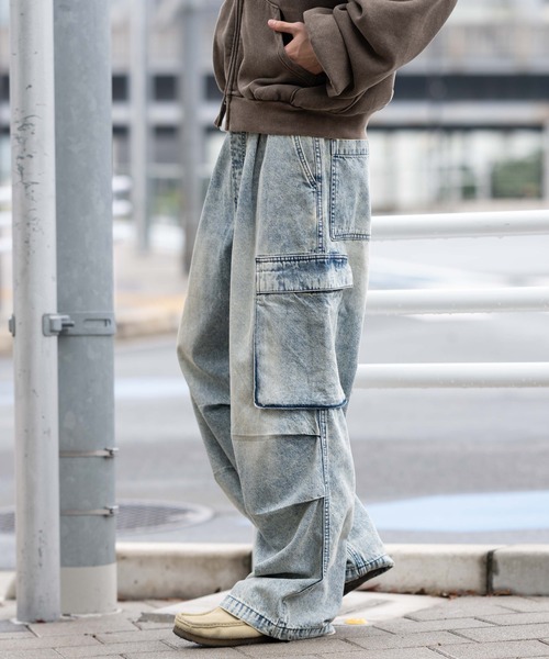 「WEGO」 カーゴパンツ MEDIUM コバルトブルー メンズ_画像8