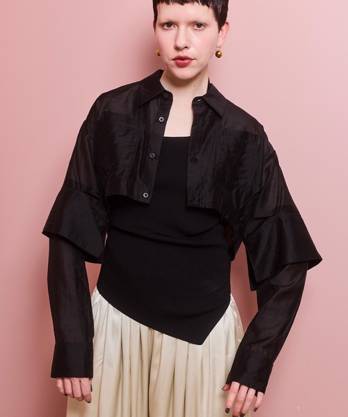 OMMO（オーエムエムオー） ブラウス シャツ SHEER SHORT SH レディース