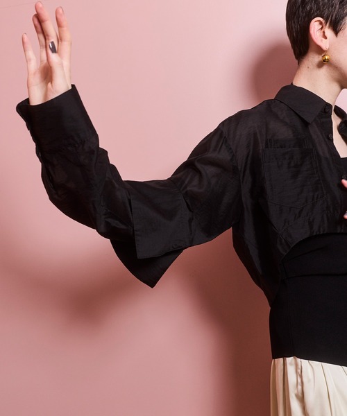 OMMO（オーエムエムオー） ブラウス シャツ SHEER SHORT SH レディース