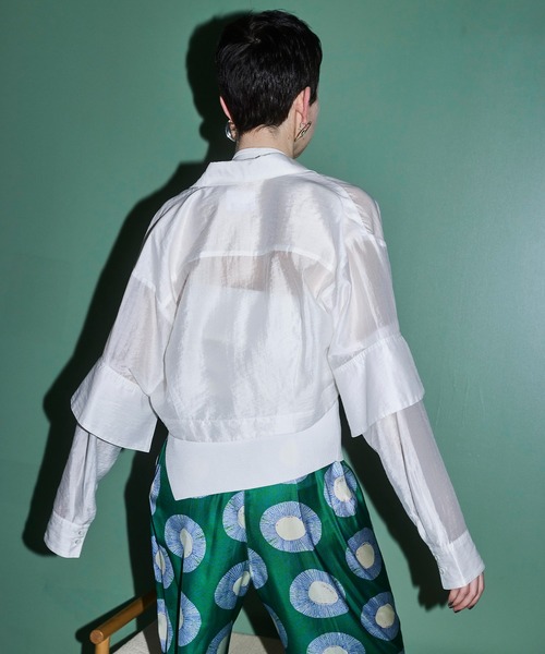OMMO（オーエムエムオー） ブラウス シャツ SHEER SHORT SH レディース