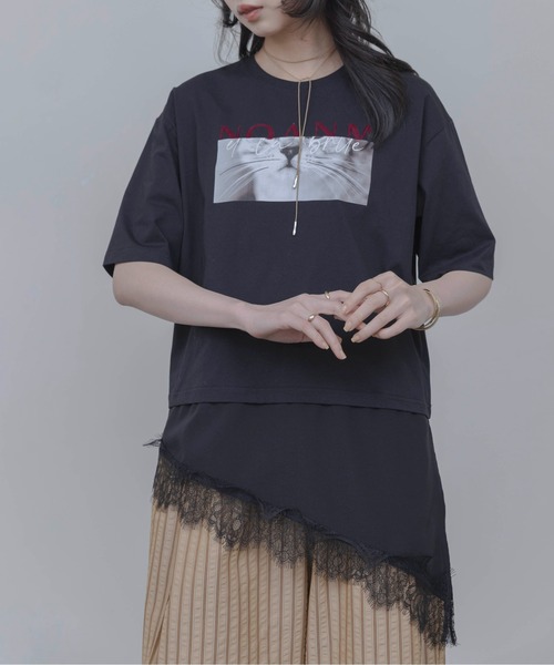 Eimee Law（エイミーロウ） tシャツ 半袖 アニマルフォト＆刺繍pt