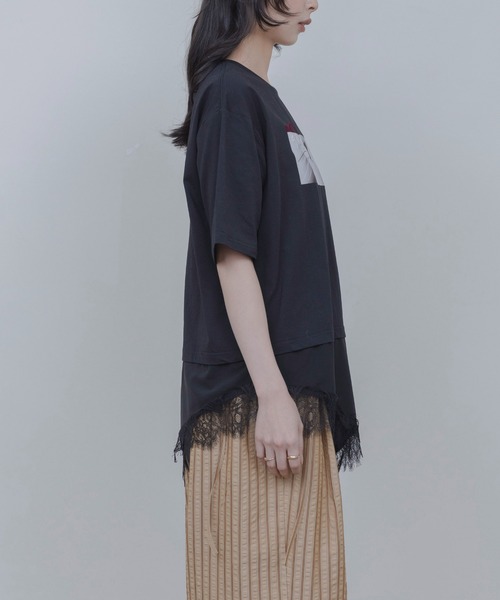 Eimee Law（エイミーロウ） tシャツ アニマルフォト＆刺繍ptレイヤード