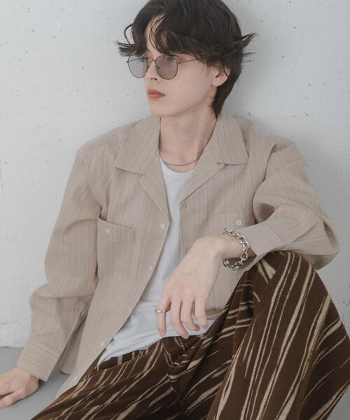 SENSE OF PLACE by URBAN RESEARCH シャツ スラブストライプオープン