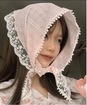 スカーフ バンダナ レース 花柄 三角巾 バブ...の詳細画像1